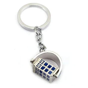 

24 Pcs/Lot Rotating Pendant Doctor Who Key Chain TARDIS Key Rings For Gift Chaveiro Car Keychain Jewelry Bulk Wholesale