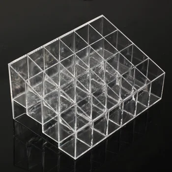 

24 Trapezoid Clear Makeup Display Lipstick Stand Case Cosmetic Organizer Case Lipstick Holder Display Stand Clear Acrylic