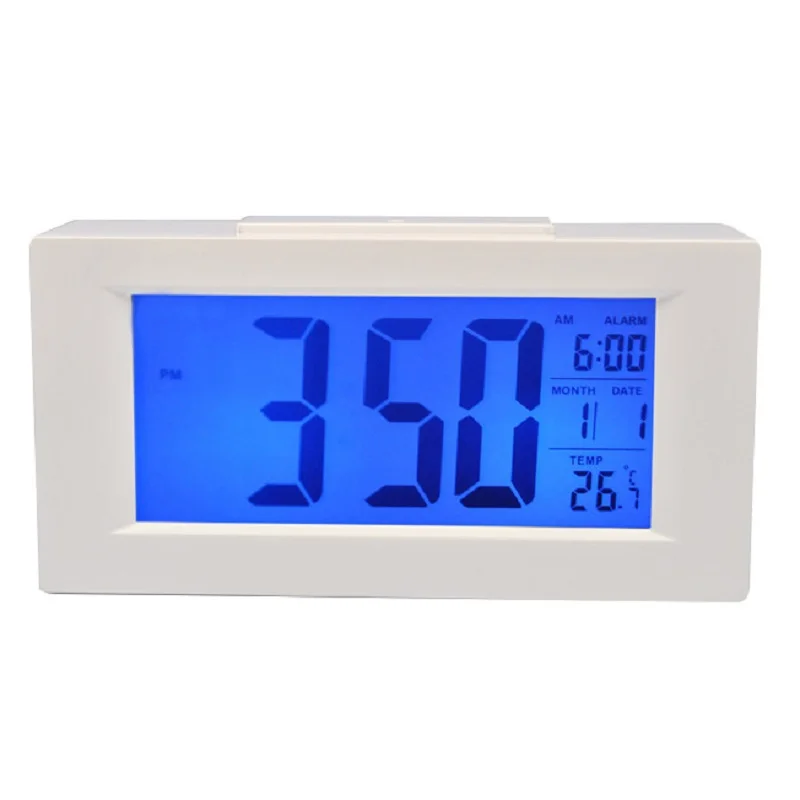 Немой электронные творческий будильник аль-Фаджр despertador цифровые часы календарь домашнего декора термометр Серебристые пластиковый