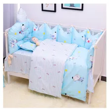 Милый набор постельных принадлежностей для детской кроватки облако в форме Бамперы для кроватки моющиеся новорожденных Постельное белье 7 шт./компл. Мягкий силиконовый чехол с рисунком из мультфильма детское постельное белье костюм