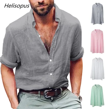 

Helisopus Men's Summer Casual Shirts Men Loose Shirts Pure Color Tops Thin Shirt Large Size M-3XL