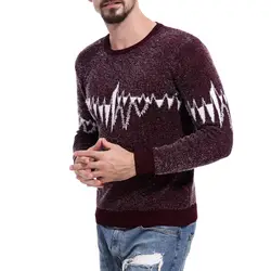 Осень Зима красное вино свитер мужской с круглым вырезом Винтаж рябь вязаная одежда мужская одежда мода полный пуловеры мужской свитер