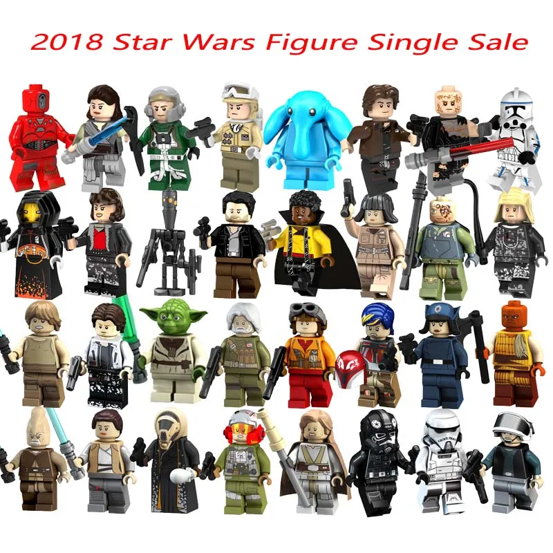 

Single Sale Star Wars Doll Ki-Adi-Mundi Rey Han Solo Yoda IG-88 Quay Tolsite A-Wing Pilot Moloch Super Heroes Building Block Toy