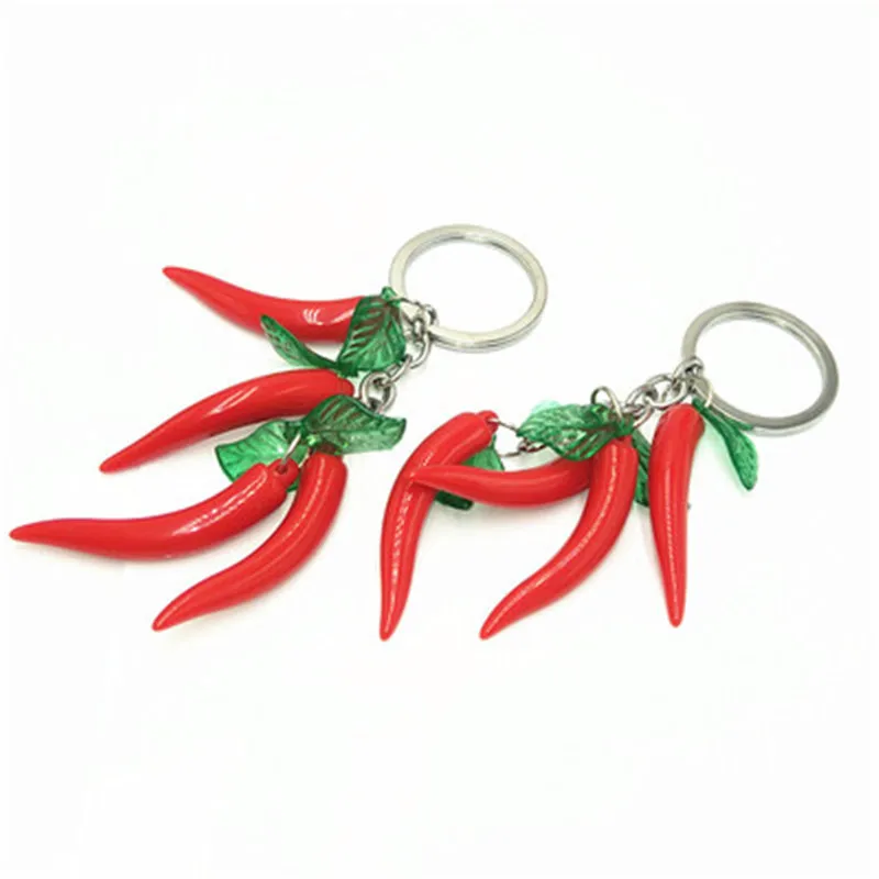 Fashion Keychain Bag Cute Resin Chilli Pendant Creative Chili Key Chain Car Key Ring Female Jewelry Holiday Gift