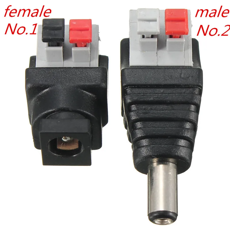 

Led To Power 5.5x2.1mm Male Female DC Connector Adapter For Led Lights Pressed Connected No Screws DC12V