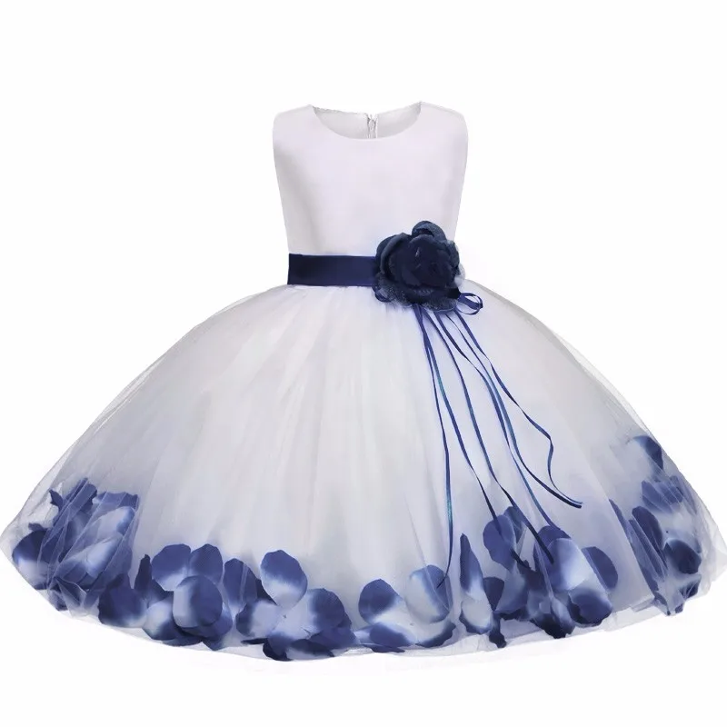 

Tutu Flower Baby Dress For Wedding Party Sleeveless Infant Baby Petal Dresses For 1 Years Toddler Girl Birthday Baptism Clothes