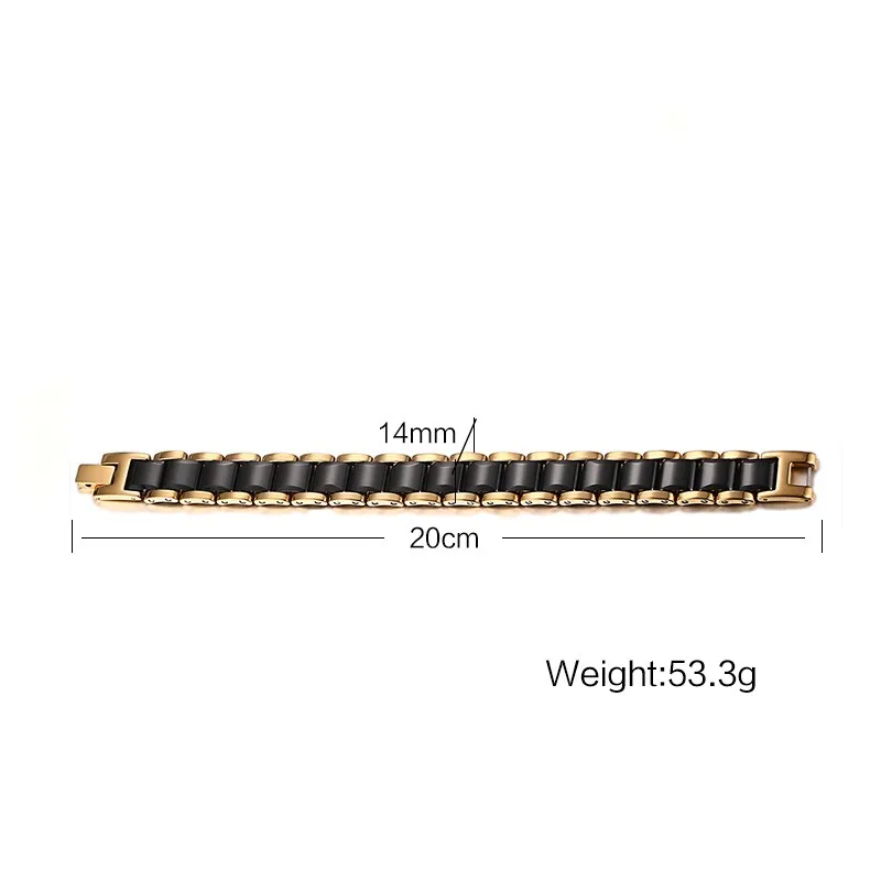 Модные мужские магнитные браслеты терапия нержавеющая сталь Керамика инкрустация энергии Ион браслет роскошный браслет ювелирные изделия для мужчин подарок