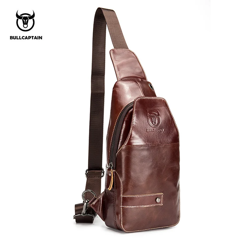 

BULLCAPTAIN Fashion Men's Genuine Leather Shoulder bag Brand Style Chest bag shoulder bags for men Male Messenger Crossbody Bag