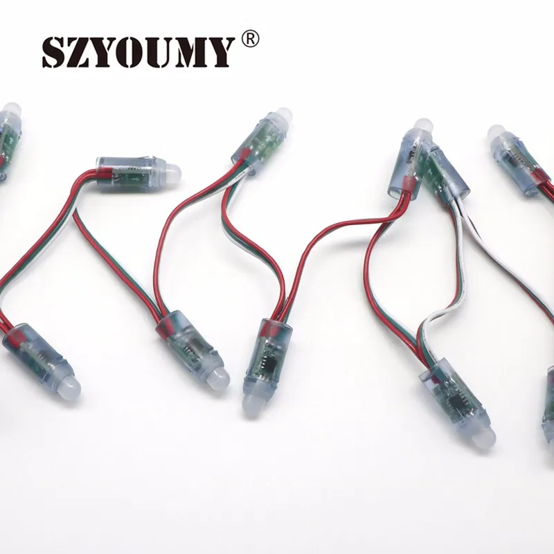 SZYOUMY 1000 шт. 12 мм WS2811 RGB жильный кабель светодио дный модули строка IP68 Водонепроницаемый DC5V Вход цифровой Цвета светодио дный Pixel освещения