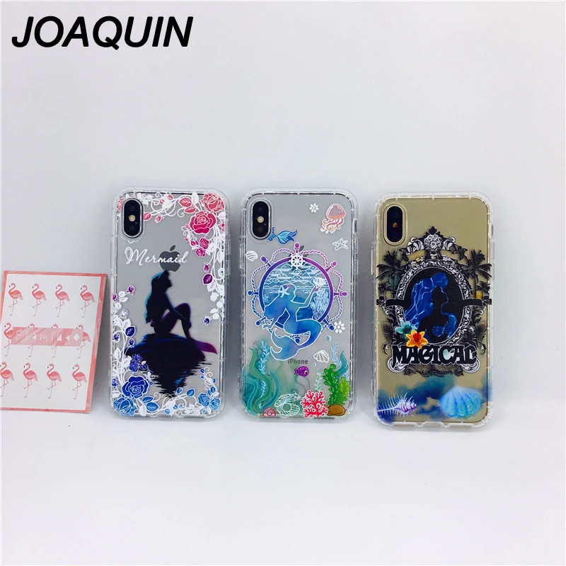 3D Relief Cute Cartoon Mermaid Phone Case For iPhone 8 7 6S 6 Plus Soft TPU Back Cover Clear iphone X Xs Max XR |