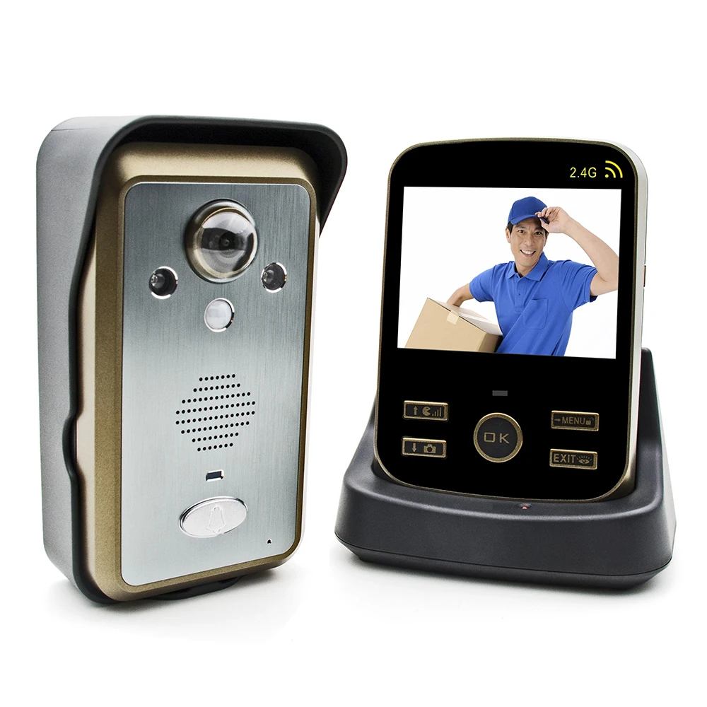 Wireless Door Intercom KDB302A 1v1 Door  Camera 2.4G Sonnette Video Draadloze Deurbel Met Video camera Intercom Phone