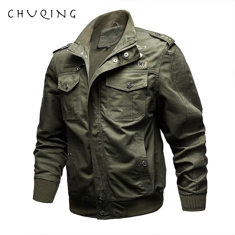 

CHUQING 2019 Spring and Autumn Tooling Men's Motorcycle Jacket Casual Stand Collar Large Size Coat Male