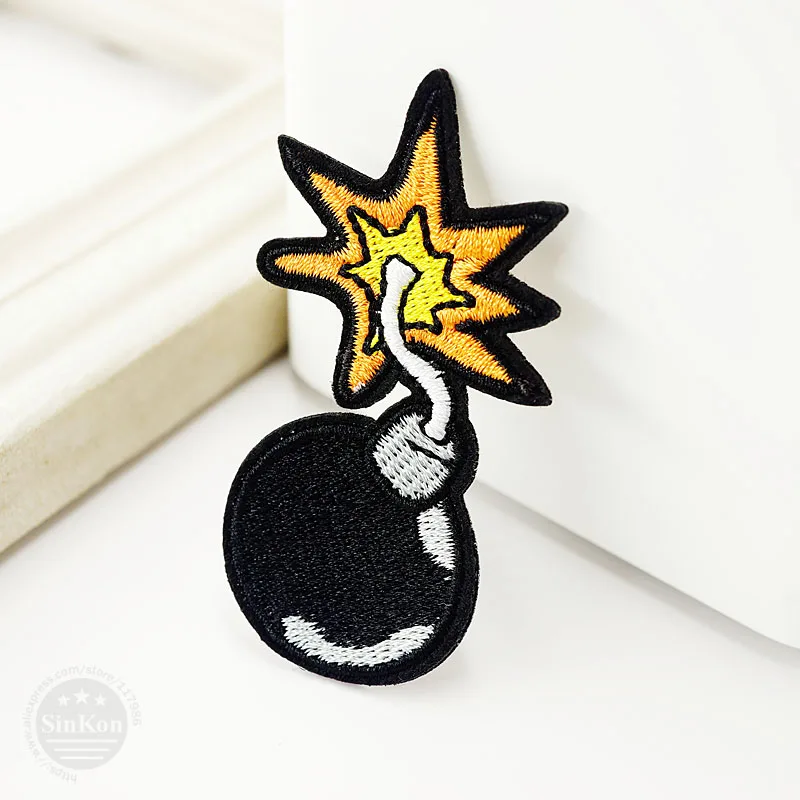

Bomb Size:4.0X7.0cm DIY Cloth Patch Badge Embroidered Cute Badges Hippie Iron On Kids Cartoon Patches For Clothes Stickers