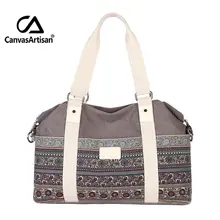 Canvasartisan top qualität frauen vintage art hangbags tote multifunktionale reise handgepäck große capacticy umhängetaschen