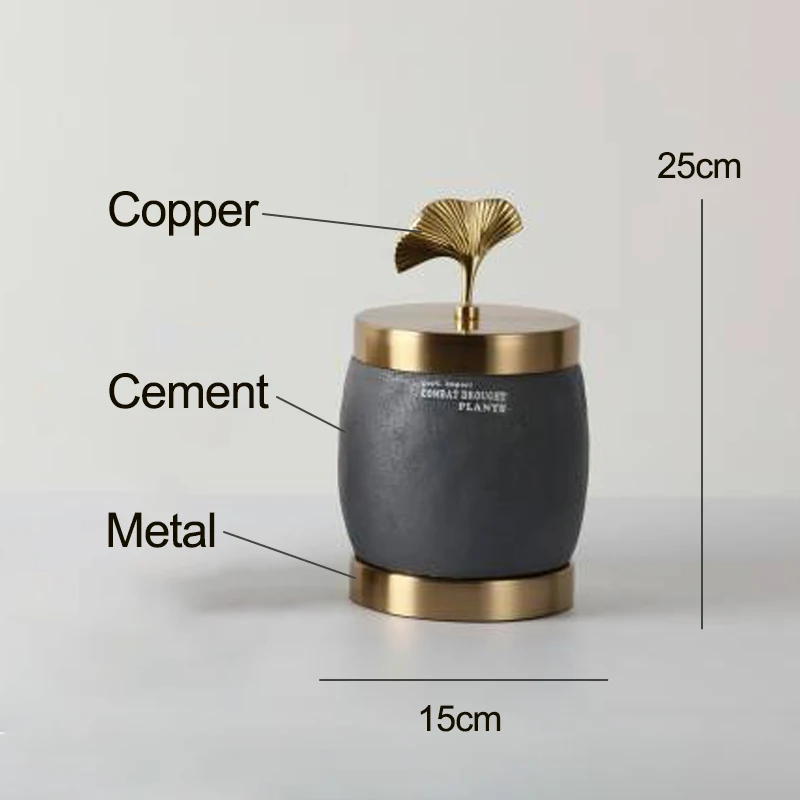 Современная синяя цементная ваза для обеденного зона цементный стол конфетная банка для гостиной золотая отделка цементная подставка для ручек для офиса модный декор для работы - Цвет: 15x25cm