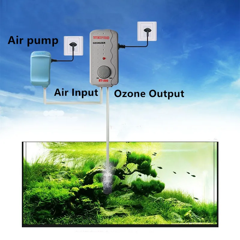 Регулируемый воздушный генератор озона для аквариума Аквариум Озонатор, озоновый стерилизатор стерилизации используется с воздушным насосом или Флотатор