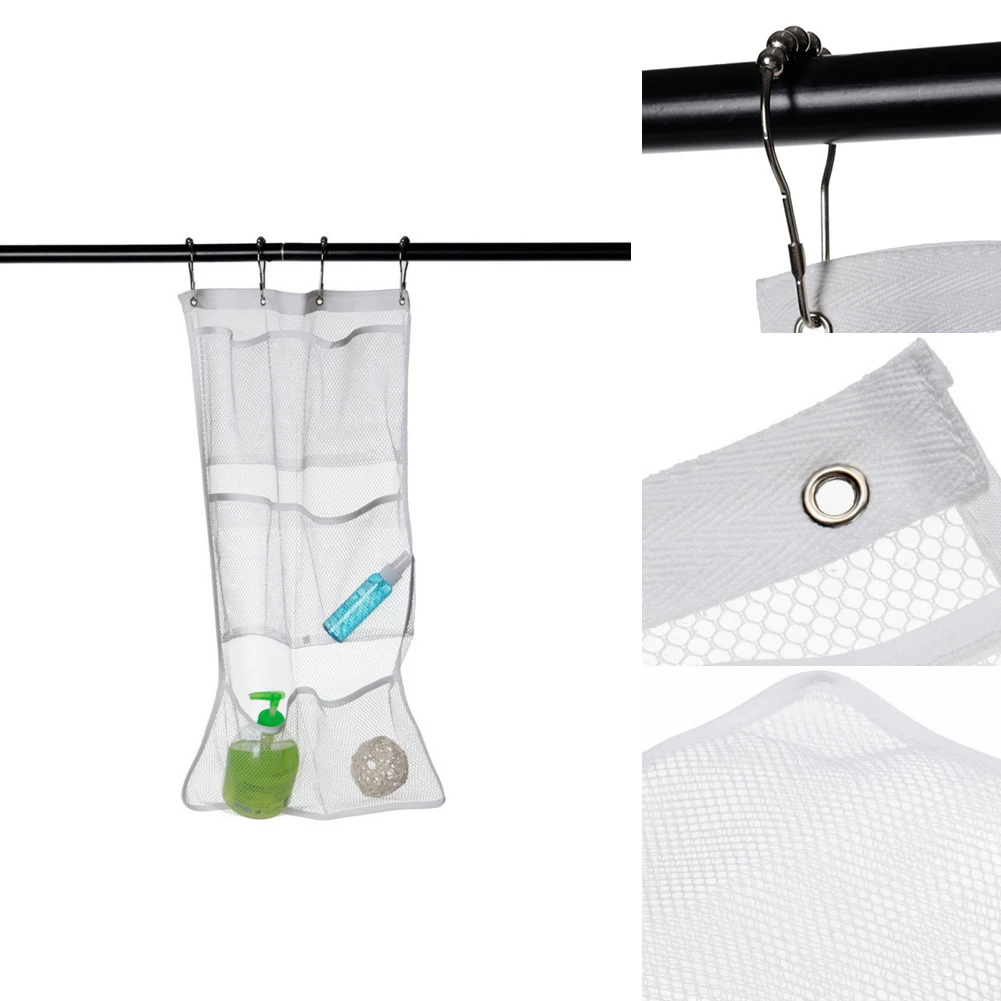  Home Storage Bag Multi Pockets Practical Cosmetic Hanging Mesh Net With Buckle Organizer Durable Wa