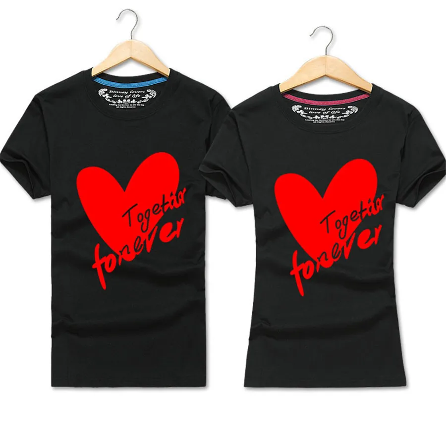 

Couple Tshirt Fashion Matching Clothes Heart LOVE Print T-Shirt Unisex Cotton T Shirt for Lovers