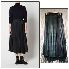 Французская женская осенняя и зимняя новая изящная стильная полосатая плиссированная юбка с высокой талией