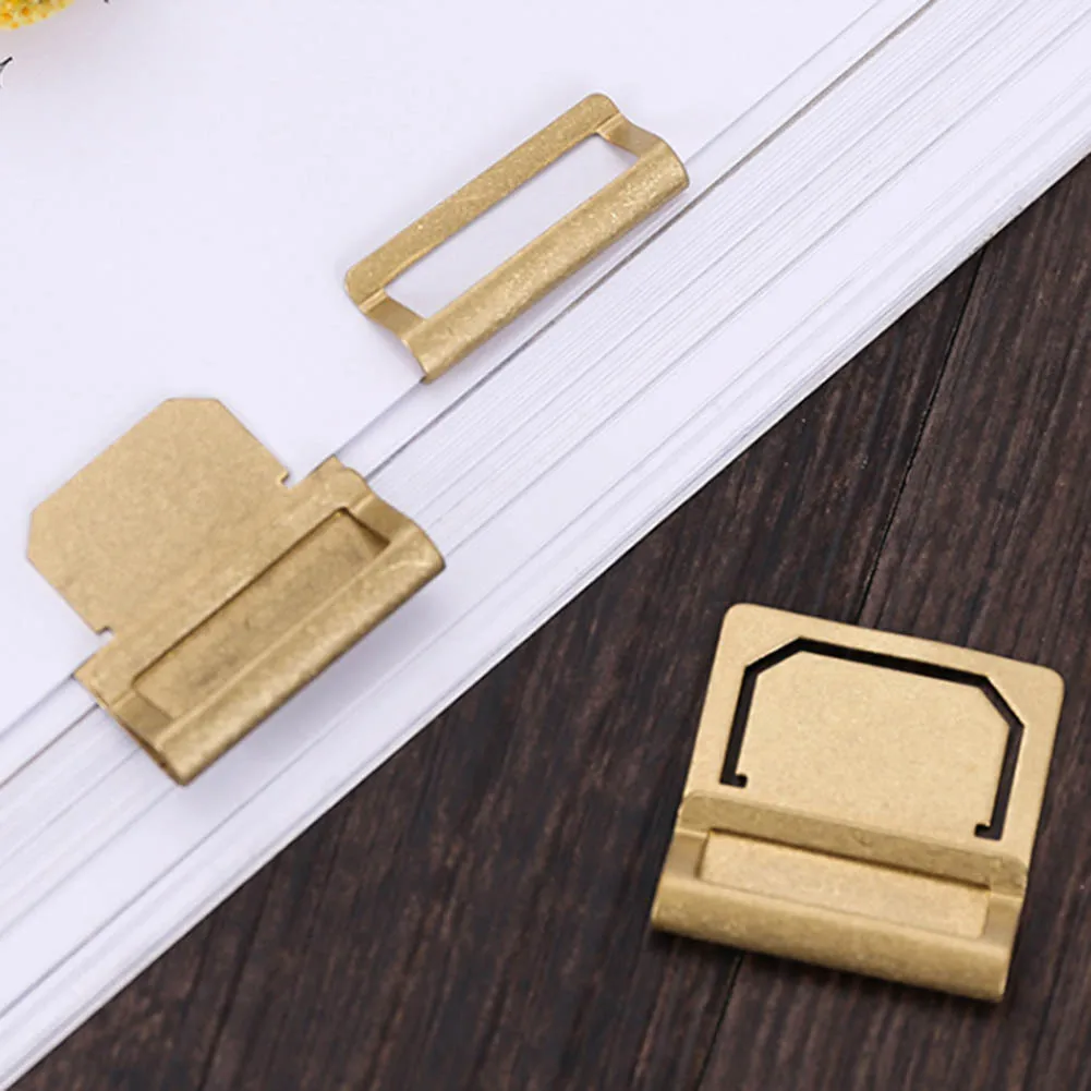 6pcs/set Retro Copper Bookmark Metal Brass Index Clamp Label Clip