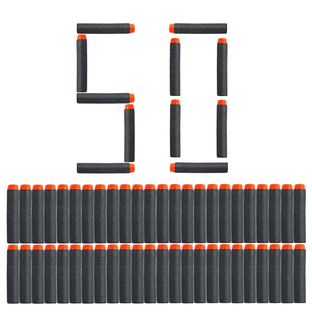 50pcs 8colors Soft Bullet Head Foam Bullets for Nerf N-strike Elite Series 7.2cm*1.3cm 2