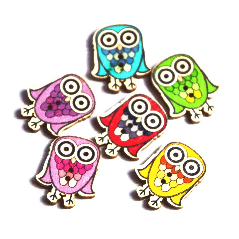 50pcs mixcolor Owl Decorative Buttons Sewing Buttons Scrapbooking