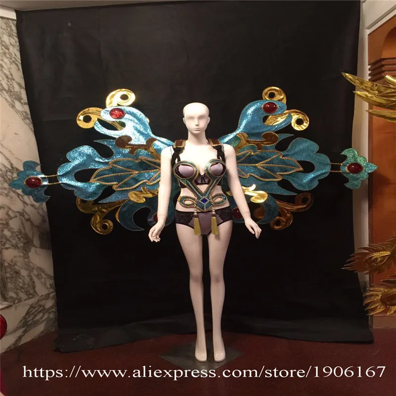 Girl Secret bra chinese style Model stage wears no ledcostume singer party event ballroom dance sexy wings clothes dj bar disco07