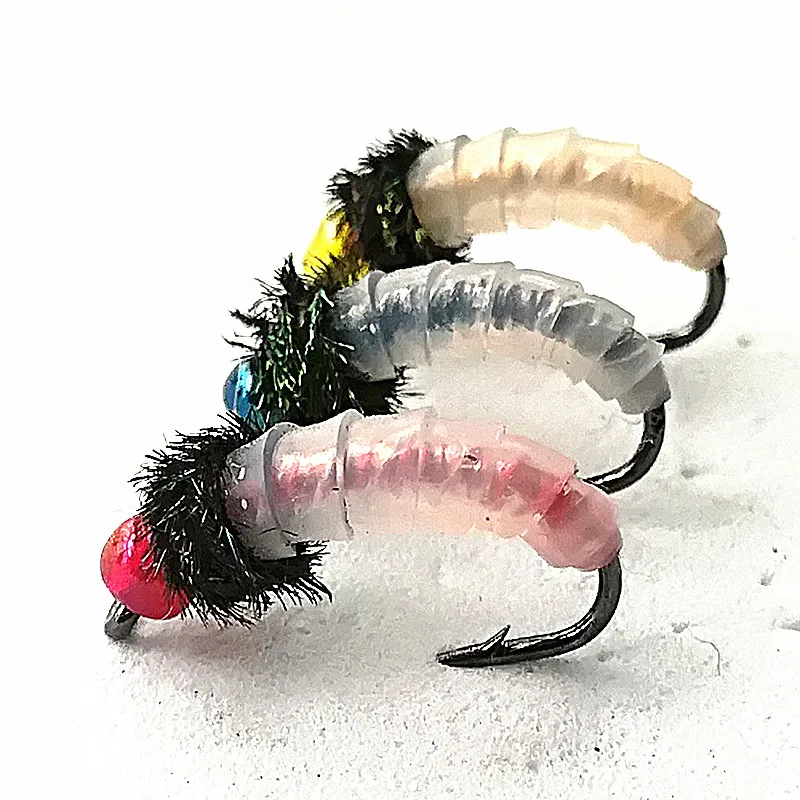 KKWEZVA 24PCS Artificial Nymph Scud Silicone Skin Fly Fishing Flies for Fly Trout Fishing Lures insect Bait - Цвет: 1box