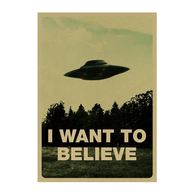 

I want to belive UFO /science imagination /Wall stickers/ kraft paper/bar poster/Retro Poster/decorative painting 51x35.5cm