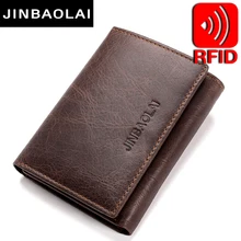 RFID Блокировка натуральная кожа кошельки 3 раза короткий мужской клатч кожаные кошельки кредитный держатель для карт Carteira кошельки сумки