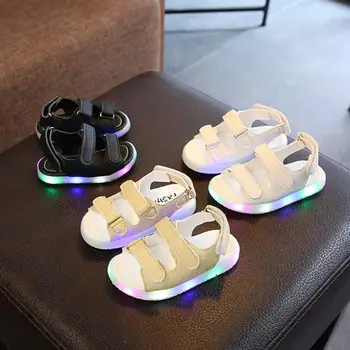 

New Summer Kids Led Glowing Sandals Boys Girls Sport Casual Light Shoes Children Baby Flat Shoes Kids Beach Leather Sandals