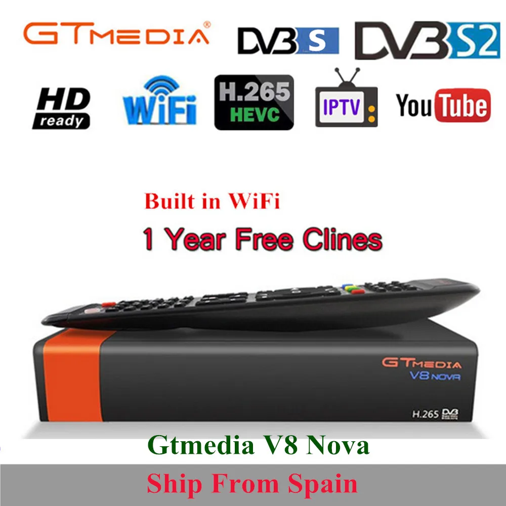 GTMedia V8 Nova Full HD DVB-S2 спутниковый ресивер 1 год Европа Cccam 7 линия же Freesat V9 Супер Обновление от Freesat V8 супер