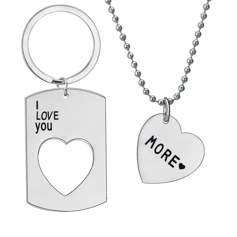 2 шт. брелок из нержавеющей стали с надписью I Love You More| |
