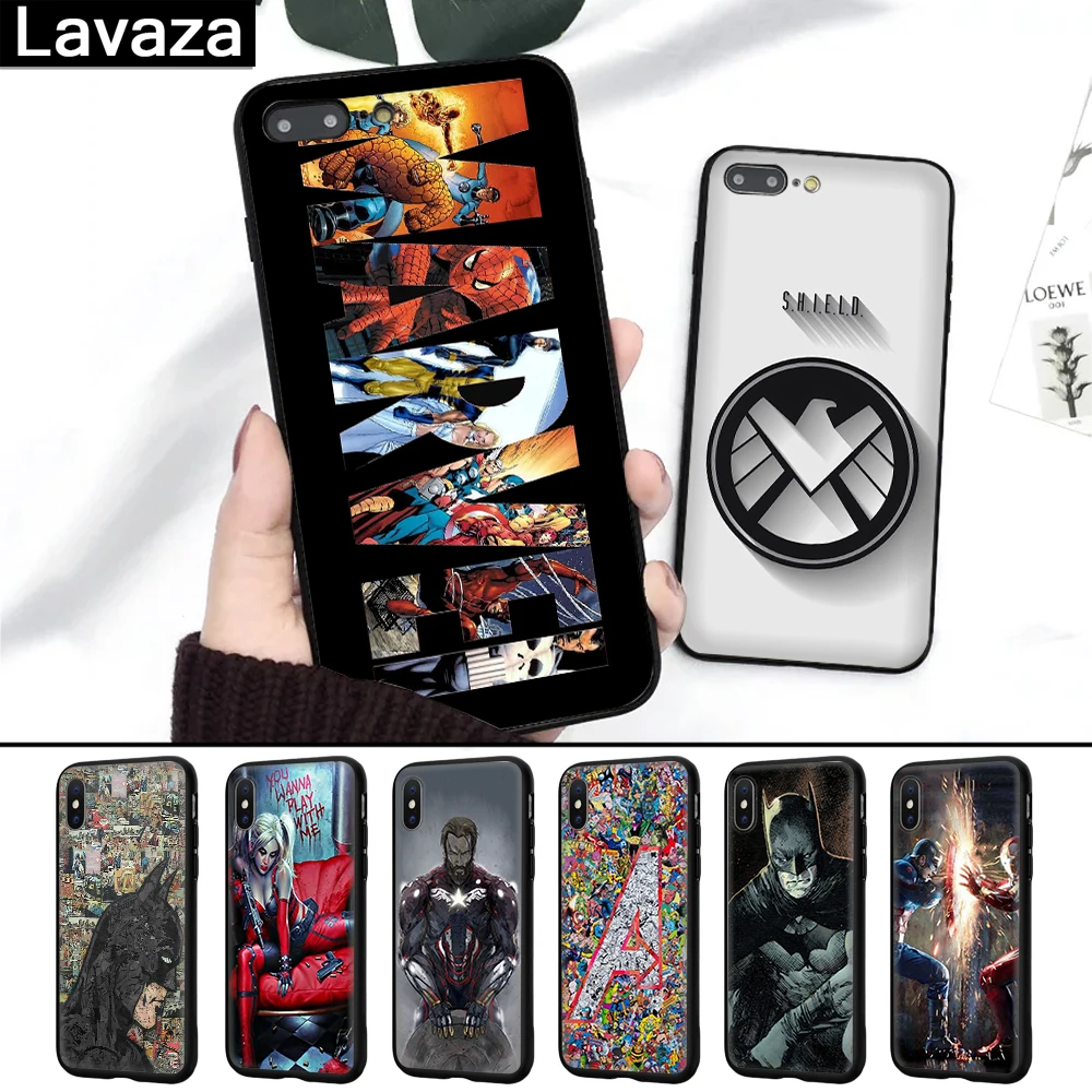 

Lavaza Marvel Avengers Captain America Shield Silicone Case for iPhone 5 5S 6 6S 7 8 Plus X XR XS Max
