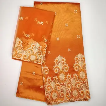 

African George Fabric For Clothe Embroidered Lace with sequins 2018 African George Material Latest orangfe Lace Fabric