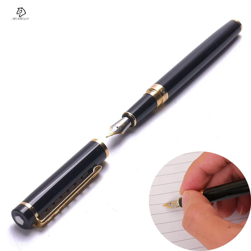 

1Pcs Classical Premium Iridium Fountain Pen Black Hero Fine Nib Writing luxury Pen for Office School Stationery Supplies 0.5mm