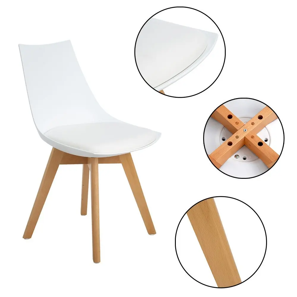 EGGREE 4 pieces Kitchen Chairs, Dining Chair, Mirror Frame With Feet, Office Room Of Solid Wood Beech And Metal Frame,
