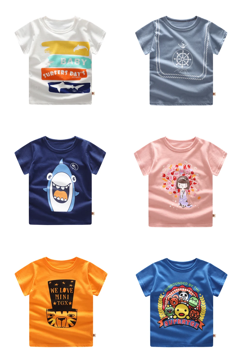 Для маленьких мальчиков Костюмы 2018 летние рубашки для маленьких девочек с персонажами из мультфильмов для мальчиков футболки для девочек