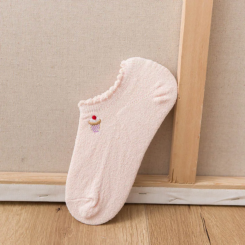 [Eioisapra] новый продукт хлопка Волокно Вышивка торт Носки для девочек Для женщин весна/лето Повседневное дышащие противоскользящие корабль