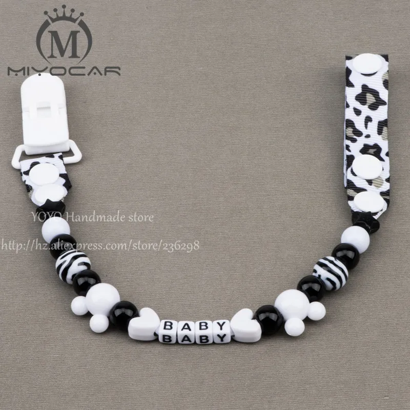 Personalised Any name Hand made black and white smart Funny beads dummy