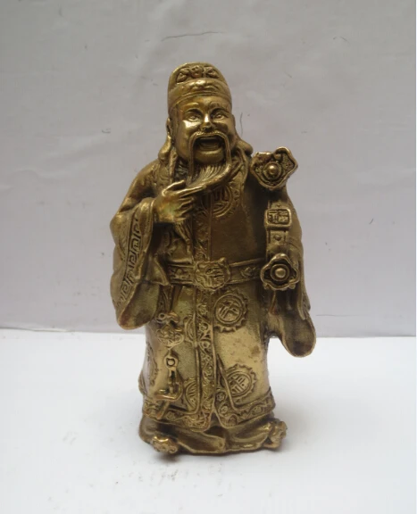 

High 6inch Metal crafts Home Decoration Chinese Brass Carved "Happy gods" Statue / Sculpture old