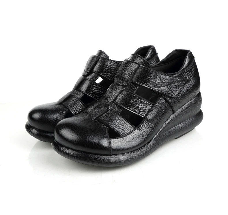 Г., Новое поступление, женские сандалии обувь на танкетке из натуральной кожи женские летние сандалии на платформе с круглым носком на толстом каблуке в римском стиле