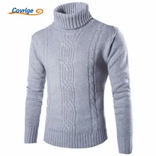 Covrlge 2017 Male Sweater Pullover Slim Warm Solid High Lapel Jacquard Hedging British Men’s Clothing Mens Turtleneck MZM030