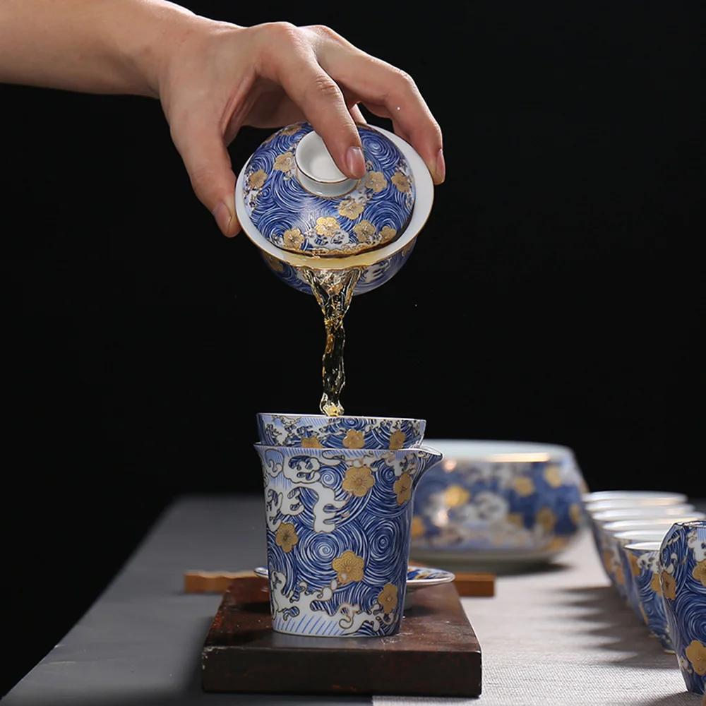 &quotЗвездная ночь&quot Цвет эмаль Gaiwan расписанную Керамика Чай супница кунг фу набор