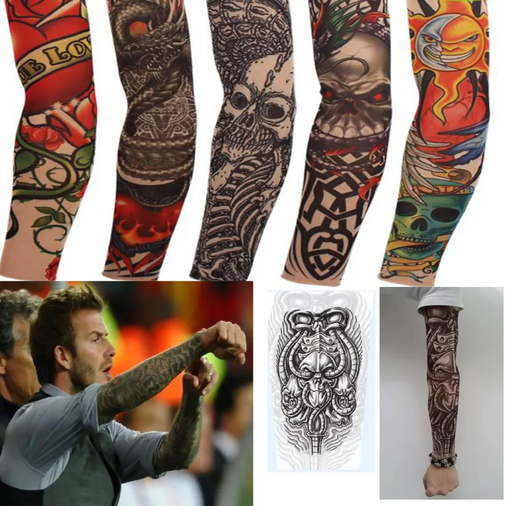 

Punk Fake 10 PCS new mixed 100%Nylon elastic Fake temporary sleeve designs body Arm stockings for cool men women