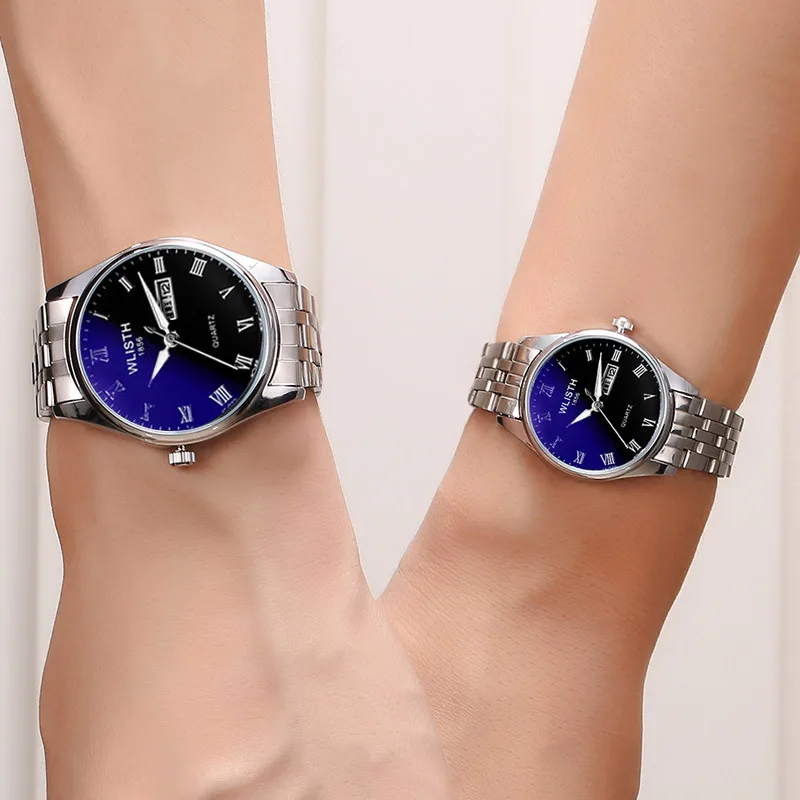 

New European and American personality waterproof watch Fashion ultra-thin steel belt watch business luminous trend 0029