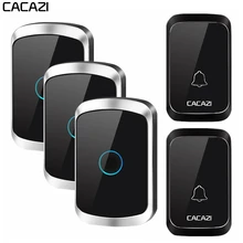 CACAZI Wireless Doorbell 300M Remote Waterproof 1 2 Button 1 2 3 Receiver Intelligent Wireless LED Light Home Door Bell Chime cacazi ac110 220v wireless doorbell waterproof large button plug in receiver 300m remote door bell 36 melody 4 volume door ring