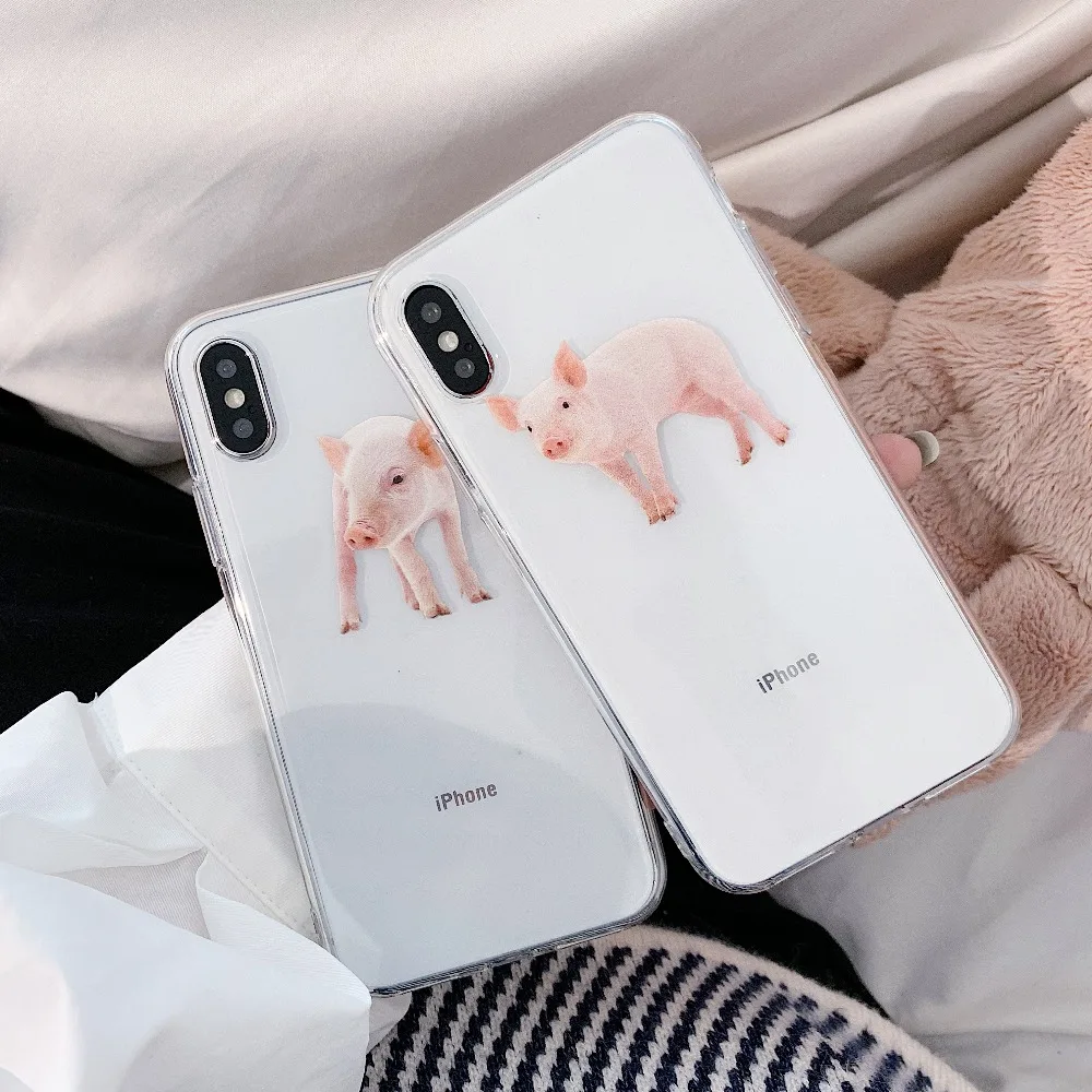 

Transparent Clear Pig IMD Pattern Case for Apple iPhone XR XS X 6 6S 7 8 Plus Piggy Soft TPU Rubber Cover for iPhone XS Max