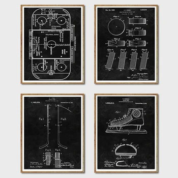 

Hockey Patent Blackboard Wall Art Posters And Prints Hockey Gift Blueprint Canvas Painting Wall Pictures Sports Home Room Decor