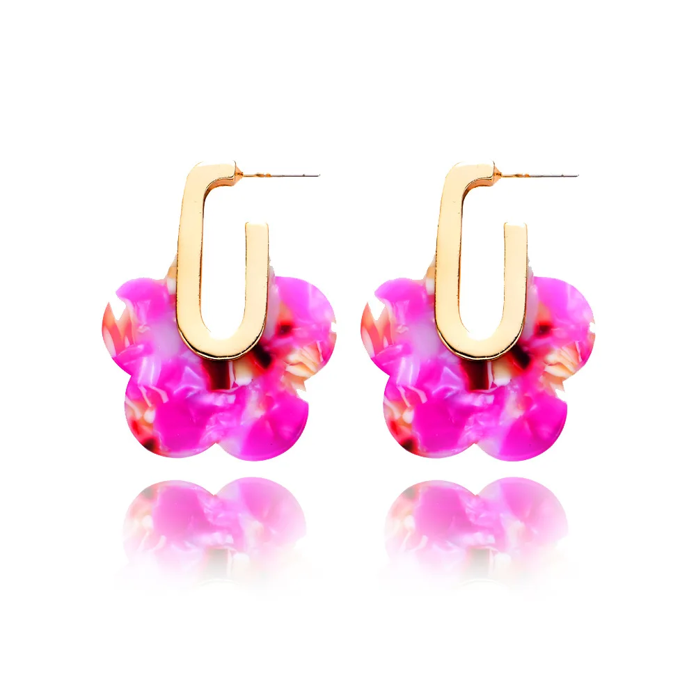 

Irregular Colorful Tortoiseshell Geometric Earrings Fancy Earrings Flower Bohemian Style Earrings for Women Wholesale 2018